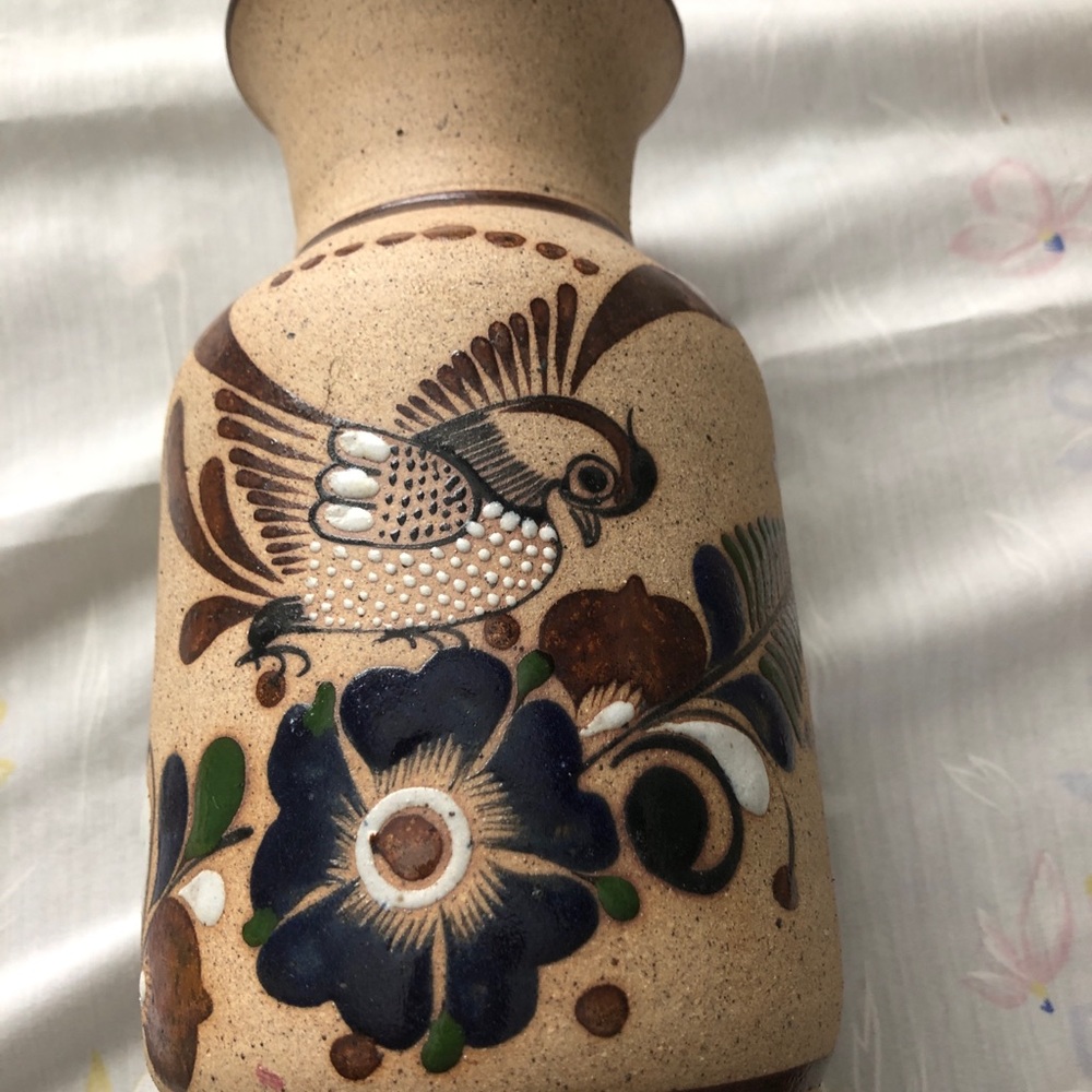 Vintage Mexican Tonala Pottery Vase 8 1/2”